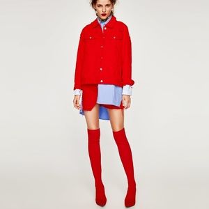 Red over the Knee block heel boots🔴